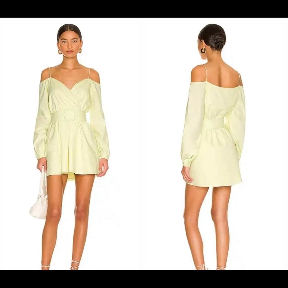 Leia off-shoulder dress in pastel yellow